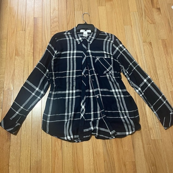 Workshop Republic Clothing Tops - Workshop Republic Clothing Navy and White Plaid Button Down Size Large